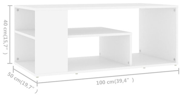 VidaXL Τραπεζάκι Σαλονιού Λευκό 100 x 50 x 40 εκ. Επεξεργασμένο Ξύλο