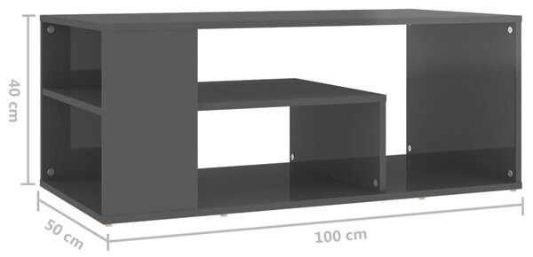 VidaXL Τραπεζάκι Σαλονιού Γυαλιστερό Γκρι 100x50x40 εκ. Μοριοσανίδα