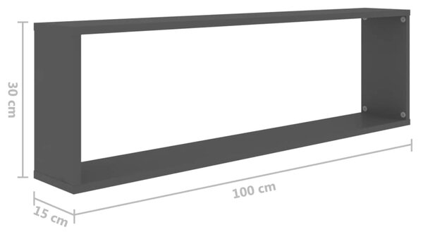 VidaXL Ράφια Κύβοι Τοίχου 6 τεμ. Γκρι 100x15x30 εκ. από Μοριοσανίδα