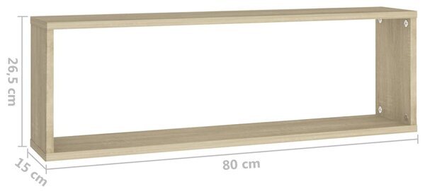 VidaXL Ράφια Κύβοι Τοίχου 4 τεμ. Sonoma Δρυς 80x15x26,5εκ. Επεξ. Ξύλο