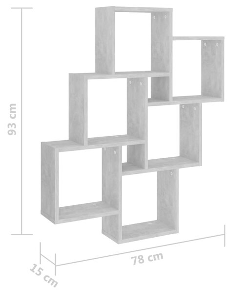 VidaXL Ραφιέρα Τοίχου με Κύβους Γκρι Σκυρ. 78x15x93 εκ. Επεξ. Ξύλο