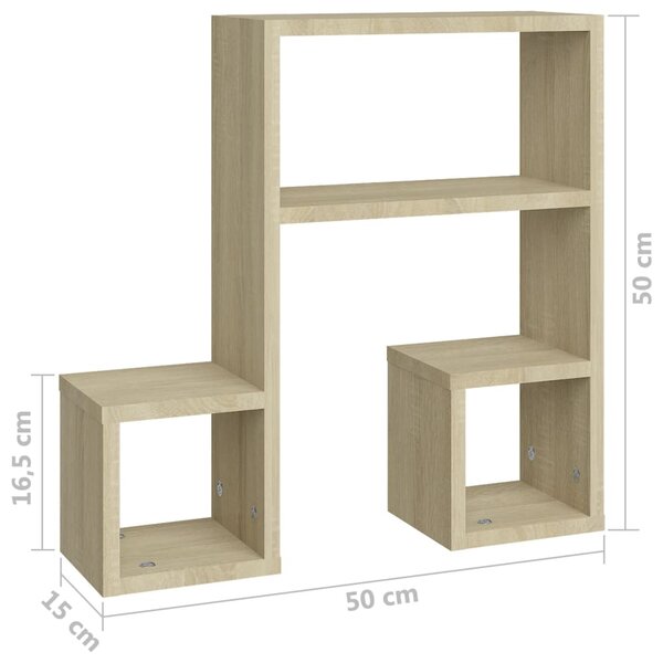 VidaXL Ραφιέρες Τοίχου 2 τεμ. Sonoma Δρυς 50x15x50 εκ. από Μοριοσανίδα