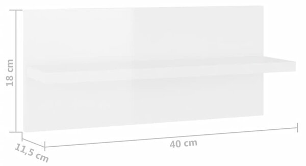 VidaXL Ραφιέρες Τοίχου 2 τεμ. Γυαλιστερό Λευκό 40 x 11,5 x 18 εκ