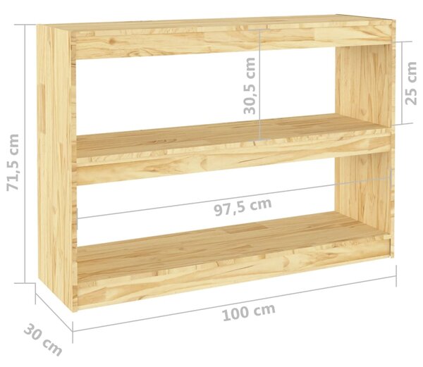 VidaXL Βιβλιοθήκη/Διαχωριστικό Χώρου 100x30x71,5 εκ. Μασίφ Ξύλο Πεύκου