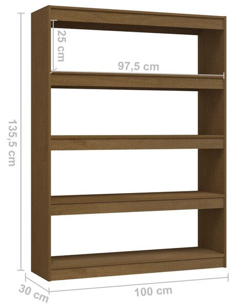 VidaXL Βιβλιοθήκη/Διαχωριστικό Χώρου Καφέ Μελί 100x30x135,5 εκ. Πεύκο