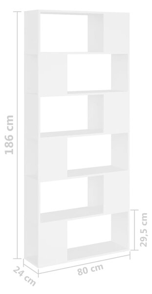 VidaXL Βιβλιοθήκη/Διαχωριστικό Χώρου Λευκό 80x24x186 εκ. Επεξ. Ξύλο