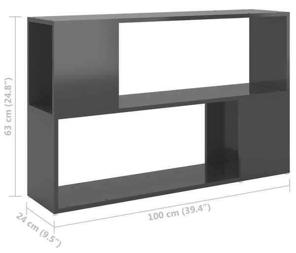 VidaXL Βιβλιοθήκη Γυαλιστερό Γκρι 100 x 24 x 63 εκ. από Μοριοσανίδα