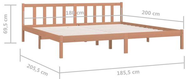 VidaXL Πλαίσιο Κρεβατιού Μελί 180x200 εκ. Μασίφ Ξύλο Πεύκου Super King