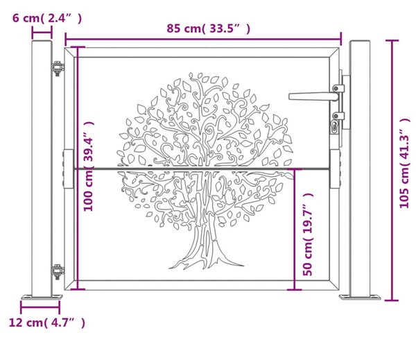 VidaXL Πύλη Κήπου Σχέδιο Δέντρο Ανθρακί 105 x 105 εκ. Ατσάλινη