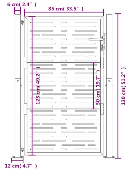 VidaXL Πύλη Κήπου Ανθρακί Τετράγωνο Σχέδιο 105 x 130 εκ. Ατσάλινη