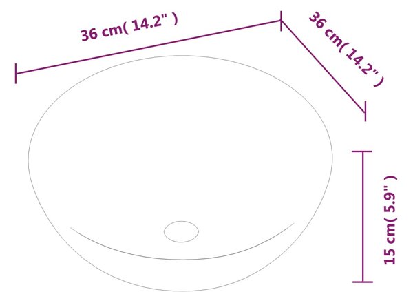 VidaXL Νιπτήρας Στρογγυλός Λευκός 36 x 15 εκ. Κεραμικός