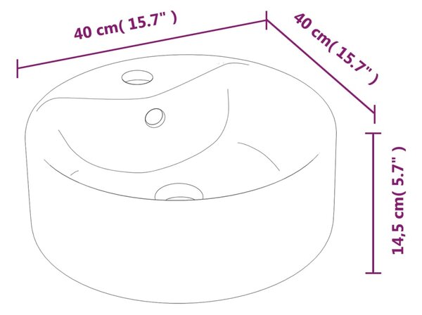 VidaXL Νιπτήρας Στρογγυλός Λευκός 40 x 14,5 εκ. Κεραμικός