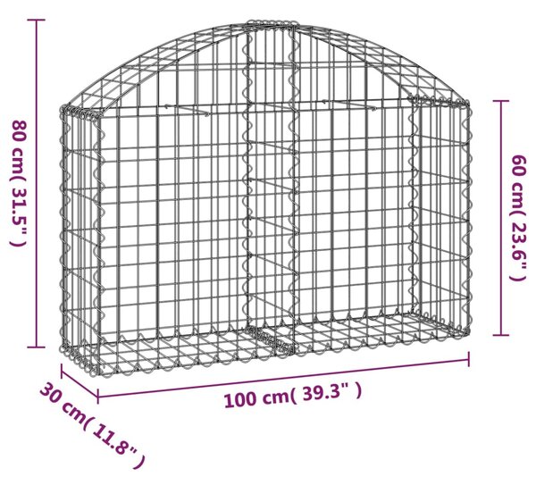 VidaXL Συρματοκιβώτιο Τοξωτό 100x30x60/80εκ. από Γαλβανισμένο Χάλυβα