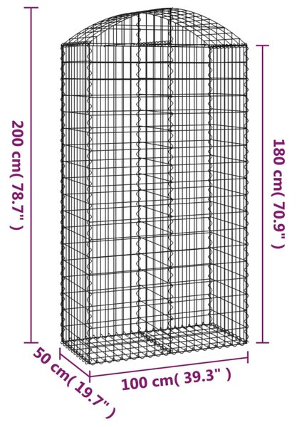 VidaXL Συρματοκιβώτιο Τοξωτό 100x50x180/200εκ. από Γαλβανισμένο Χάλυβα