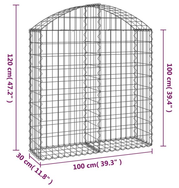 VidaXL Συρματοκιβώτιο Τοξωτό 100x30x100/120εκ. από Γαλβανισμένο Χάλυβα