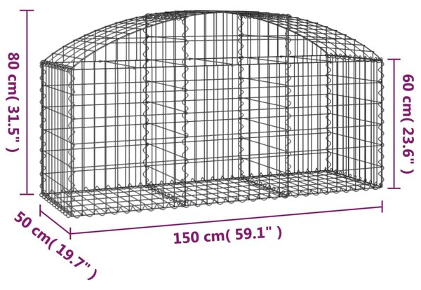 VidaXL Συρματοκιβώτιο Τοξωτό 150x50x60/80εκ. από Γαλβανισμένο Χάλυβα