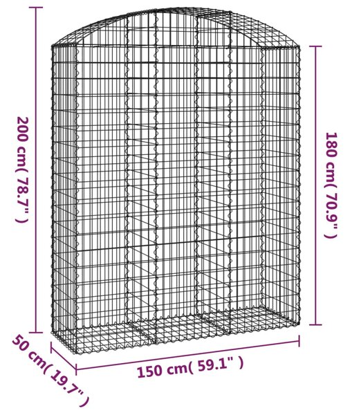 VidaXL Συρματοκιβώτιο Τοξωτό 150x50x180/200εκ. από Γαλβανισμένο Χάλυβα