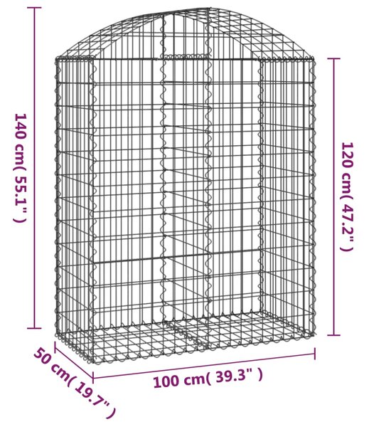 VidaXL Συρματοκιβώτιο Τοξωτό 100x50x120/140εκ. από Γαλβανισμένο Χάλυβα