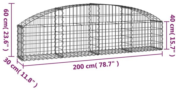 VidaXL Συρματοκιβώτιο Τοξωτό 200x30x40/60εκ. από Γαλβανισμένο Σίδερο