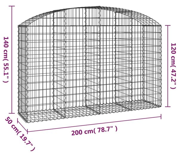 VidaXL Συρματοκιβώτιο Τοξωτό 200x50x120/140εκ. από Γαλβανισμένο Χάλυβα