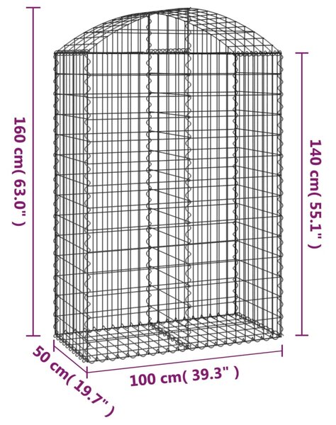 VidaXL Συρματοκιβώτιο Τοξωτό 100x50x140/160εκ. από Γαλβανισμένο Χάλυβα