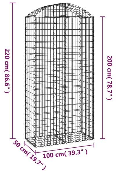 VidaXL Συρματοκιβώτιο Τοξωτό 100x50x200/220εκ. από Γαλβανισμένο Χάλυβα