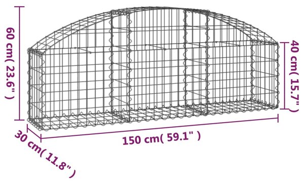 VidaXL Συρματοκιβώτιο Τοξωτό 150x30x40/60εκ. από Γαλβανισμένο Χάλυβα