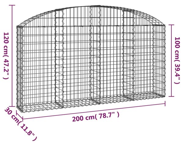 VidaXL Συρματοκιβώτιο Τοξωτό 200x30x100/120εκ. από Γαλβανισμένο Χάλυβα