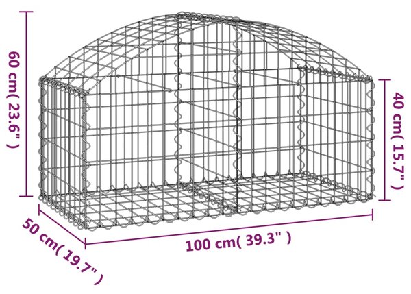 VidaXL Συρματοκιβώτιο Τοξωτό 100x50x40/60 εκ. από Γαλβανισμένο Χάλυβα