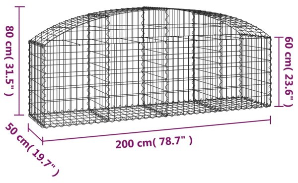 VidaXL Συρματοκιβώτιο Τοξωτό 200x50x60/80εκ. από Γαλβανισμένο Χάλυβα