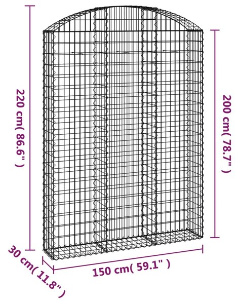 VidaXL Συρματοκιβώτιο Τοξωτό 150x30x200/220εκ. από Γαλβανισμένο Χάλυβα