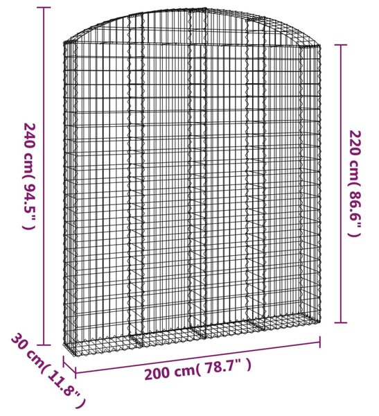 VidaXL Συρματοκιβώτιο Τοξωτό 200x30x220/240εκ. από Γαλβανισμένο Χάλυβα