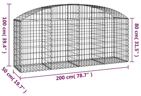 VidaXL Συρματοκιβώτιο Τοξωτό 200x50x80/100εκ. από Γαλβανισμένο Χάλυβα