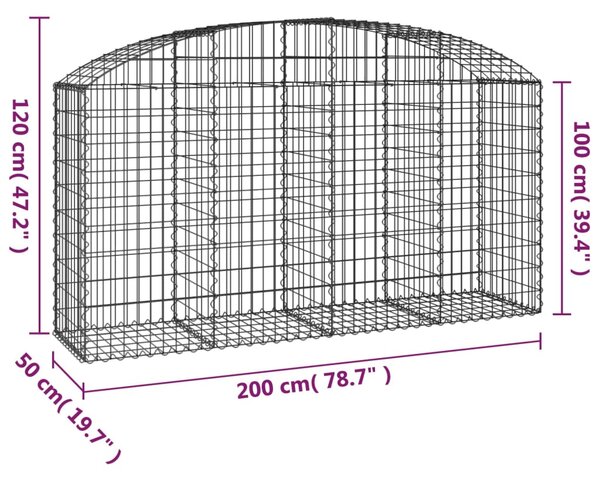 VidaXL Συρματοκιβώτιο Τοξωτό 200x50x100/120εκ. από Γαλβανισμένο Χάλυβα