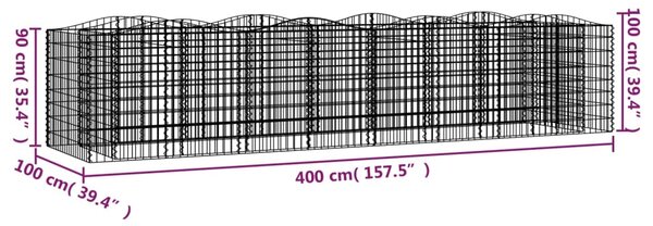 VidaXL Συρματοκιβώτιο Τοξωτό 400x100x100 εκ. από Γαλβανισμένο Σίδερο