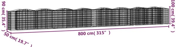 VidaXL Συρματοκιβώτιο Τοξωτό 800x50x100 εκ. από Γαλβανισμένο Σίδερο