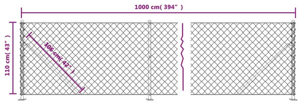 VidaXL Συρματόπλεγμα Περίφραξης Πράσινο 1,1x10 μ. με Βάσεις Φλάντζα