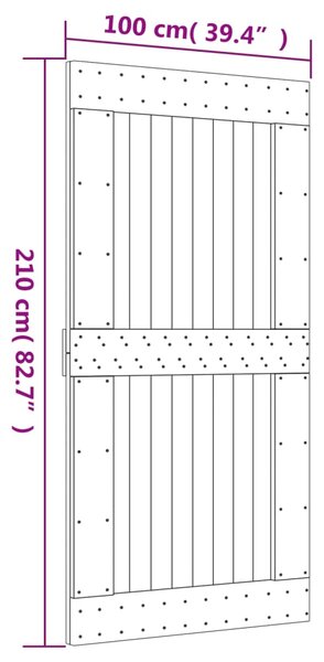 VidaXL Πόρτα NARVIK 100 x 210 εκ. από Μασίφ Ξύλο Πεύκου