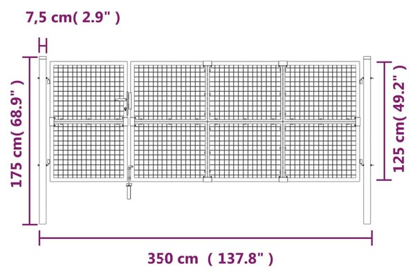 VidaXL Πόρτα Περίφραξης με Πλέγμα Πράσινη 350 x 175 εκ. Γαλβαν. Ατσάλι