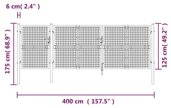 VidaXL Πόρτα Περίφραξης με Πλέγμα Πράσινη 400 x 175 εκ. Γαλβαν. Ατσάλι