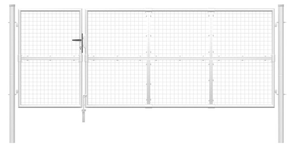 VidaXL Πόρτα Περίφραξης με Πλέγμα Ασημί 350 x 175 εκ. Γαλβαν. Χάλυβας
