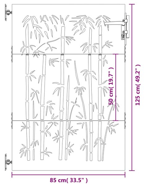 VidaXL Πύλη Κήπου με Σχέδιο Μπαμπού 85 x 125 εκ. από Ατσάλι Corten