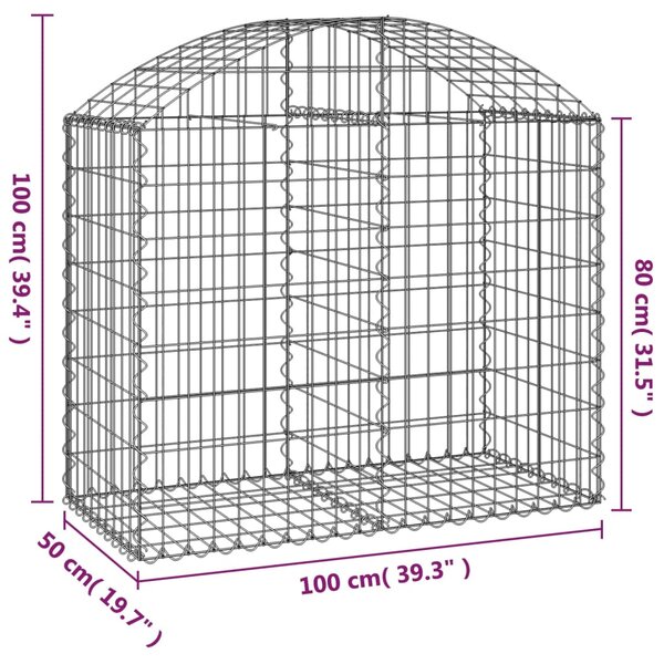 VidaXL Συρματοκιβώτιο Τοξωτό 100x50x80/100εκ. από Γαλβανισμένο Χάλυβα