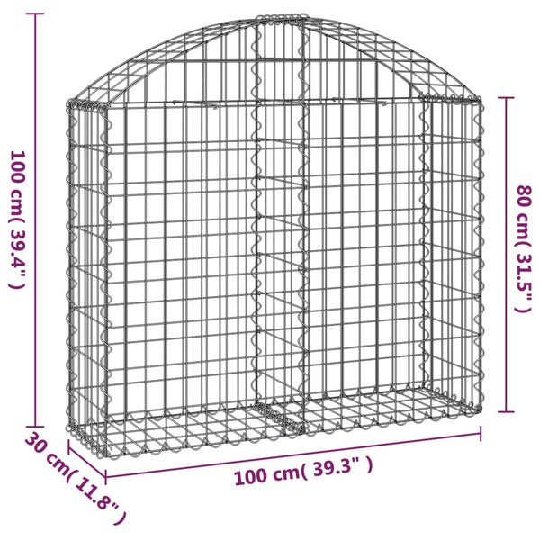 VidaXL Συρματοκιβώτιο Τοξωτό 100x30x80/100εκ. από Γαλβανισμένο Χάλυβα