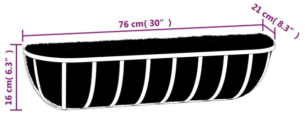 VidaXL Ζαρντινιέρες Τοίχου 2 τεμ. Μαύρες 76x21x16 εκ. από Ατσάλι