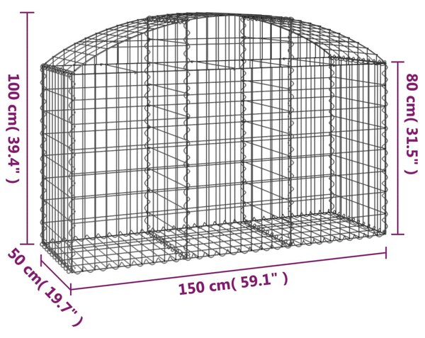 VidaXL Συρματοκιβώτιο Τοξωτό 150x50x80/100εκ. από Γαλβανισμένο Χάλυβα