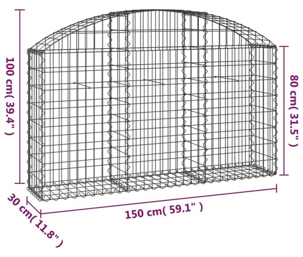 VidaXL Συρματοκιβώτιο Τοξωτό 150x30x80/100εκ. από Γαλβανισμένο Χάλυβα