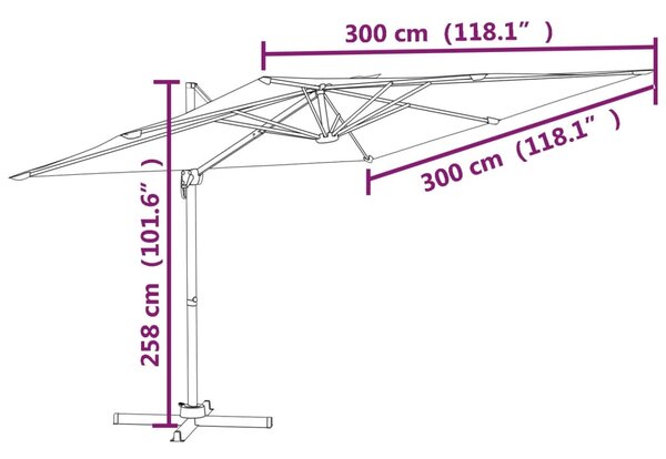 VidaXL Ομπρέλα Κρεμαστή Κεραμιδί 300 x 300 εκ. με Αλουμινένιο Ιστό