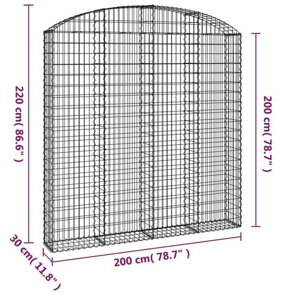 VidaXL Συρματοκιβώτιο Τοξωτό 200x30x200/220εκ. από Γαλβανισμένο Χάλυβα