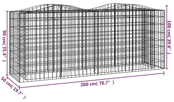 VidaXL Συρματοκιβώτιο Τοξωτό 200x50x100 εκ. από Γαλβανισμένο Σίδερο